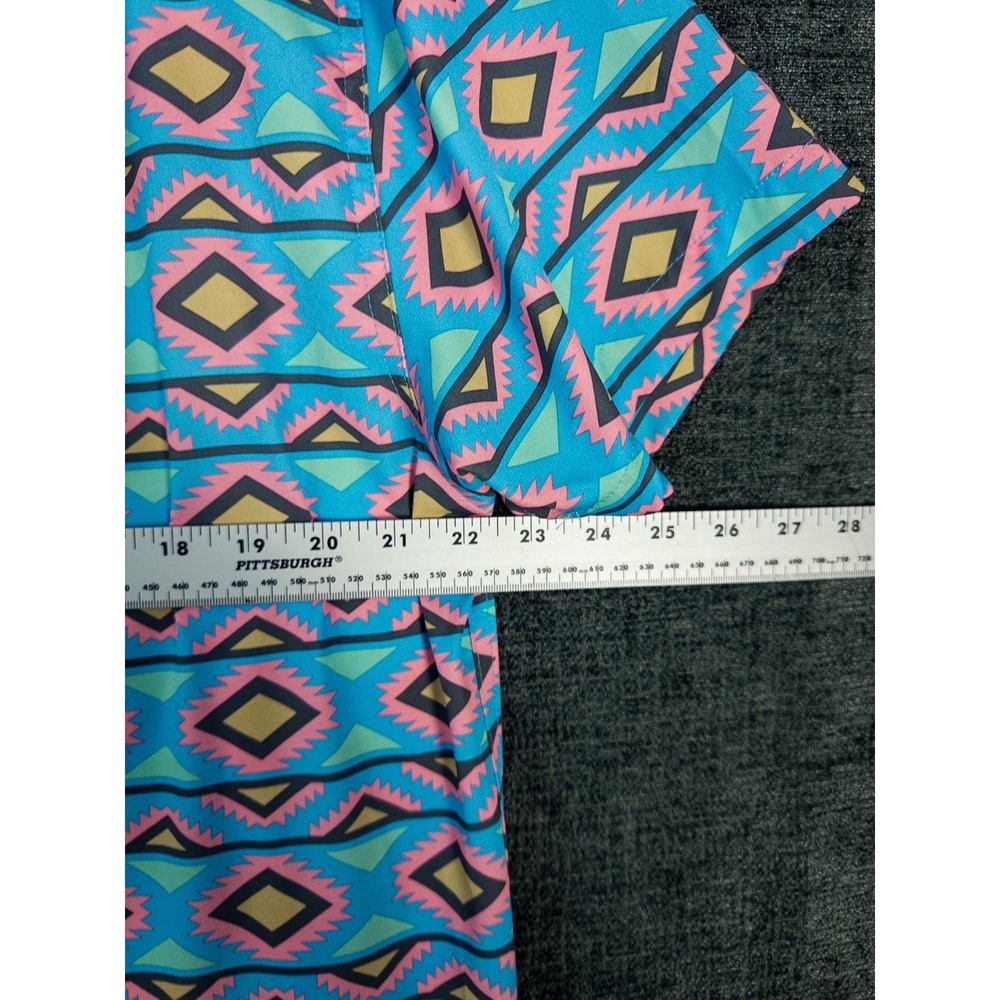 Burlebo Mens XL Aztec Print Button Up Shirt Pink Blue Short Sleeve Western - Picture 7 of 7